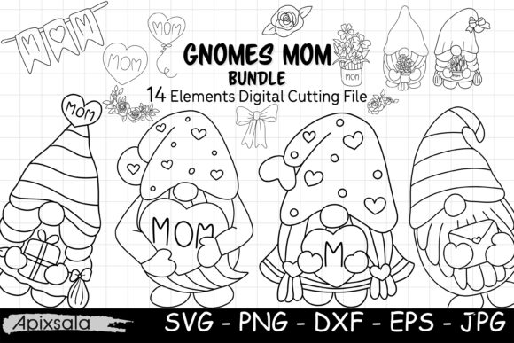Gnome Mom-Mum Bundle SVG for Real Embroidery Projects